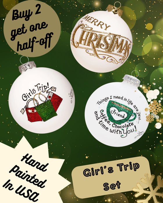 Girls Trip! Ornament Set β Hand-Painted Glass Keepsakes (Build-Your-Own-Bundle of 3)