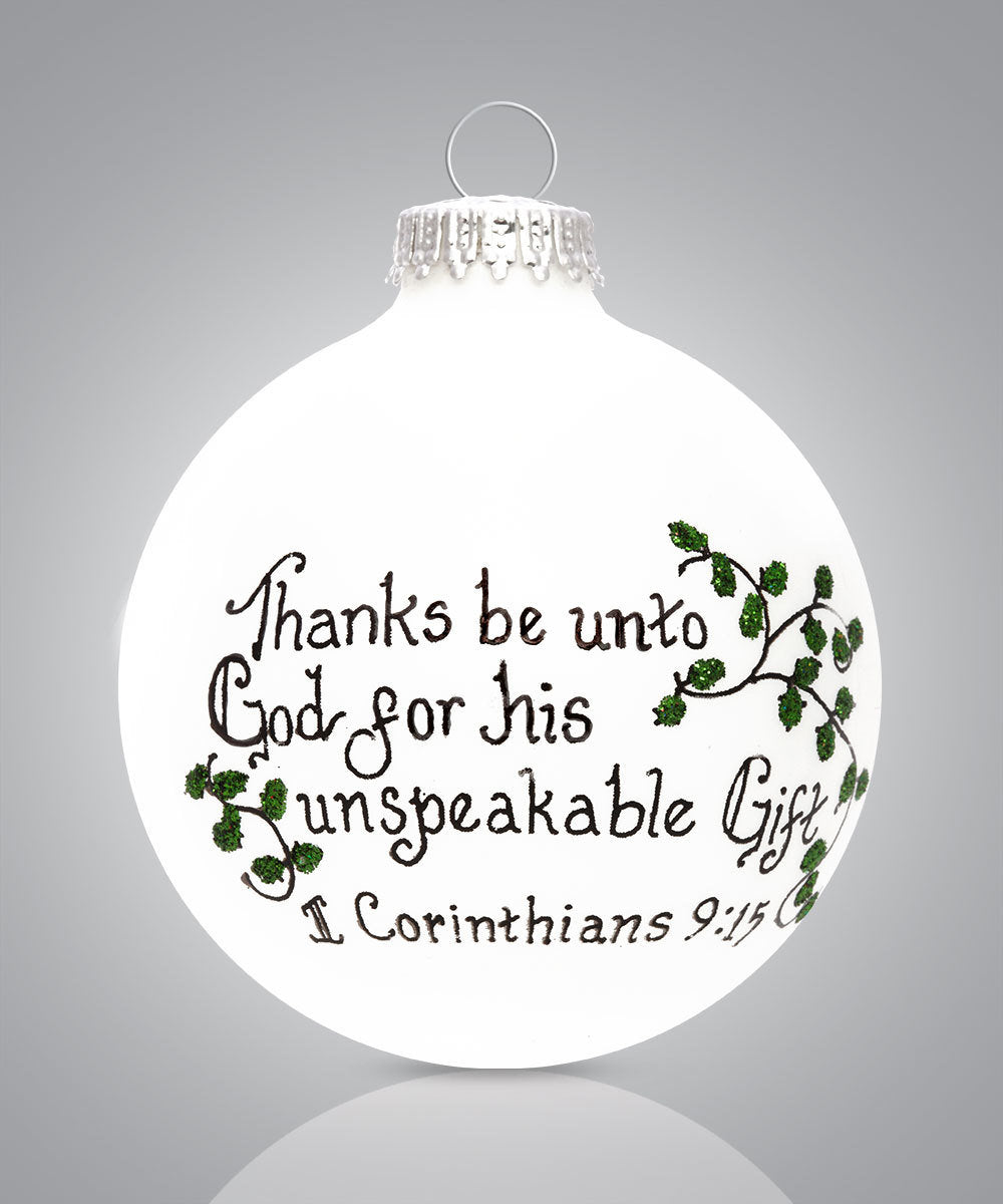 Happy Birthday Jesus Ornament – Hand-Painted Glass Keepsake Featuring 1 Corinthians 9:15