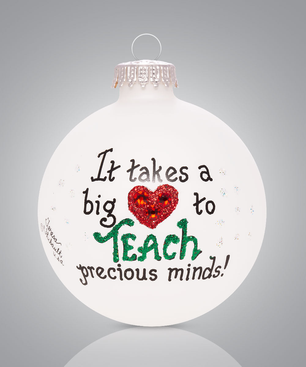 Big Heart to Teach Precious Minds – Hand-Painted Glass Keepsake for That Special Teacher