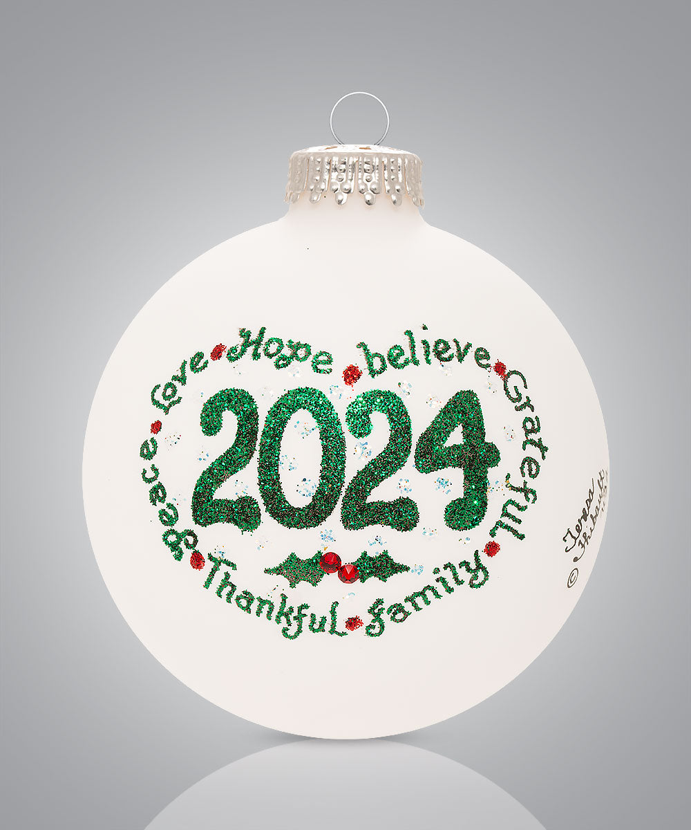 Ornament for 2024 - Hand-Painted Glass Keepsake to Remember a Wonderful Year