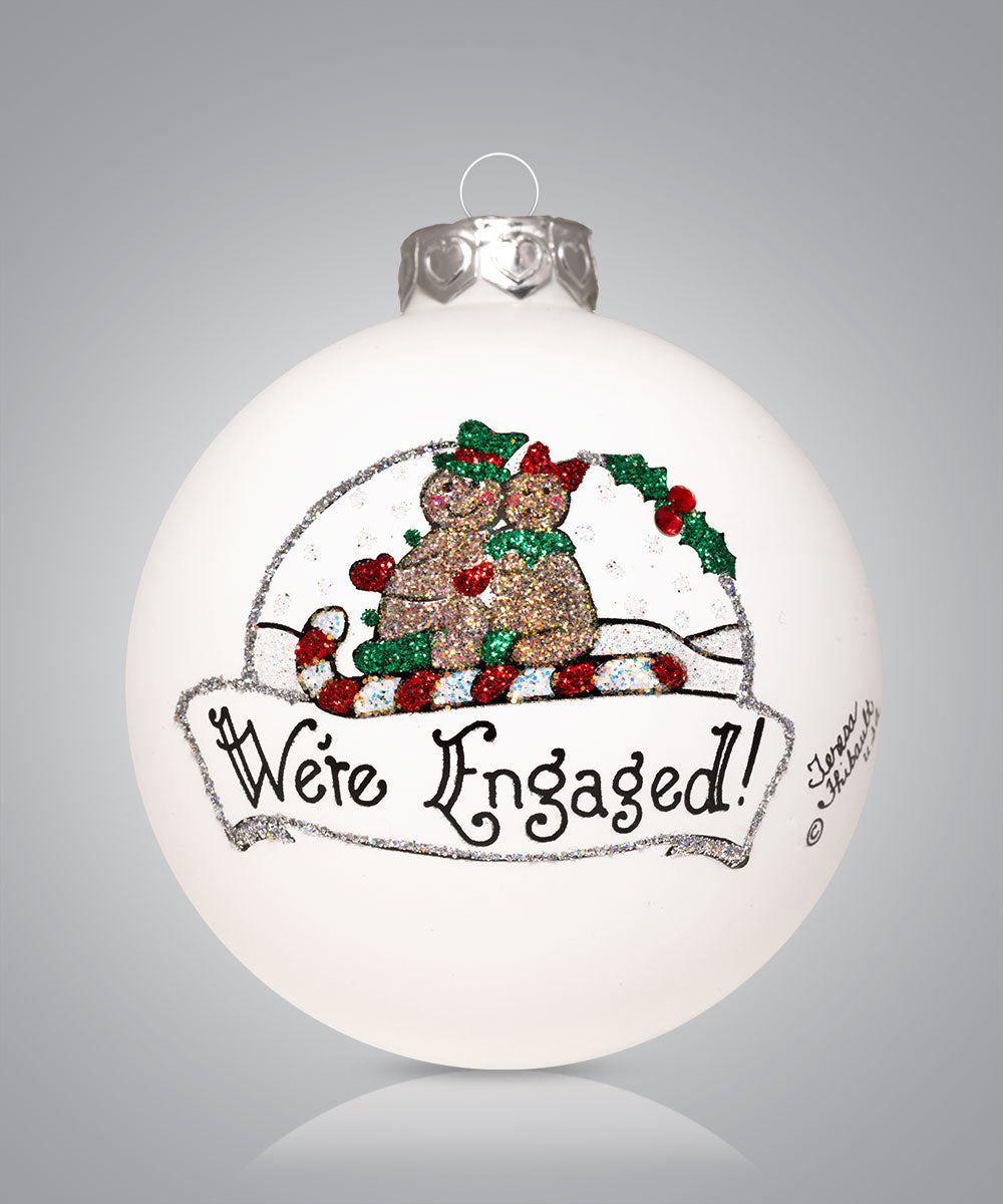 We’re Engaged! Ornament – Hand-Painted Glass Keepsake for Engagement & Christmas