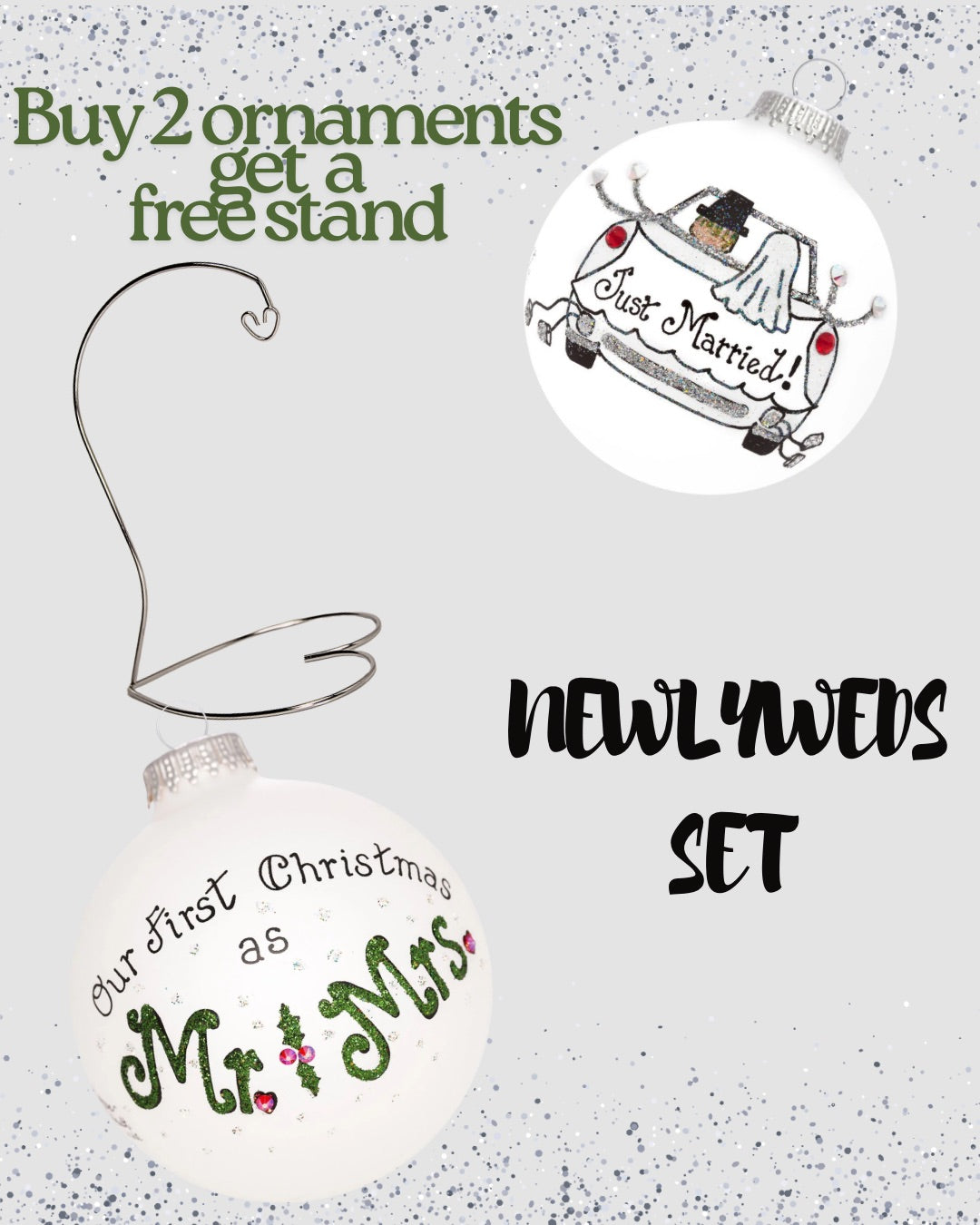 Newlywed Keepsake Ornament Set – Hand-Painted in USA (Build-Your-Own-Bundle of 2)