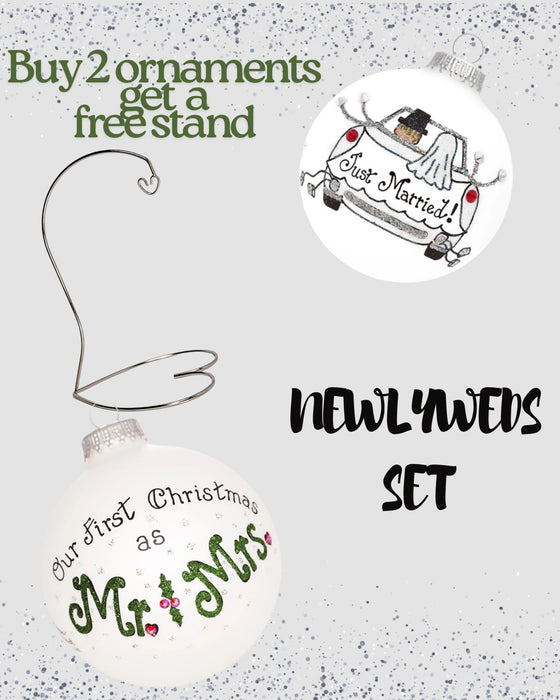 Newlywed Keepsake Ornament Set β Hand-Painted in USA (Build-Your-Own-Bundle of 2)