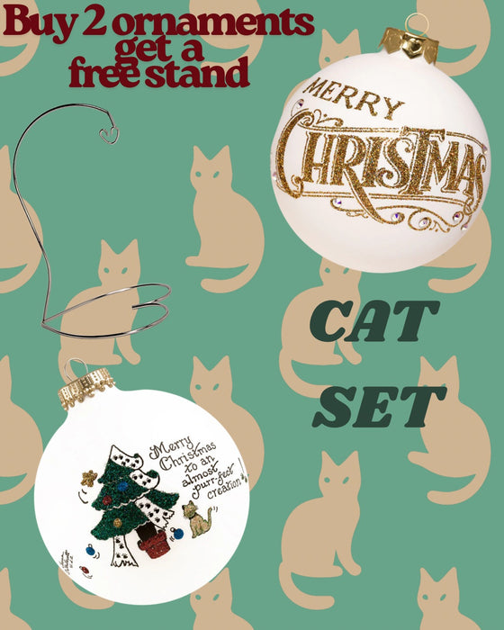 Cat Keepsake Ornament Set β Hand-Painted in USA (Build-Your-Own-Bundle of 2)