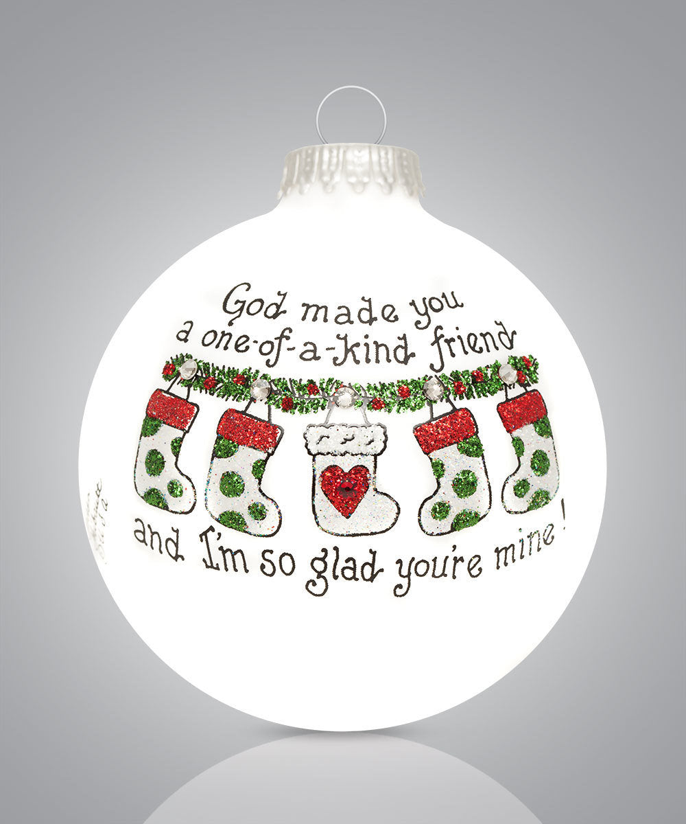 One-of-a-Kind Friend Christmas Ornament - Festive Hand-Painted Glass Keepsake