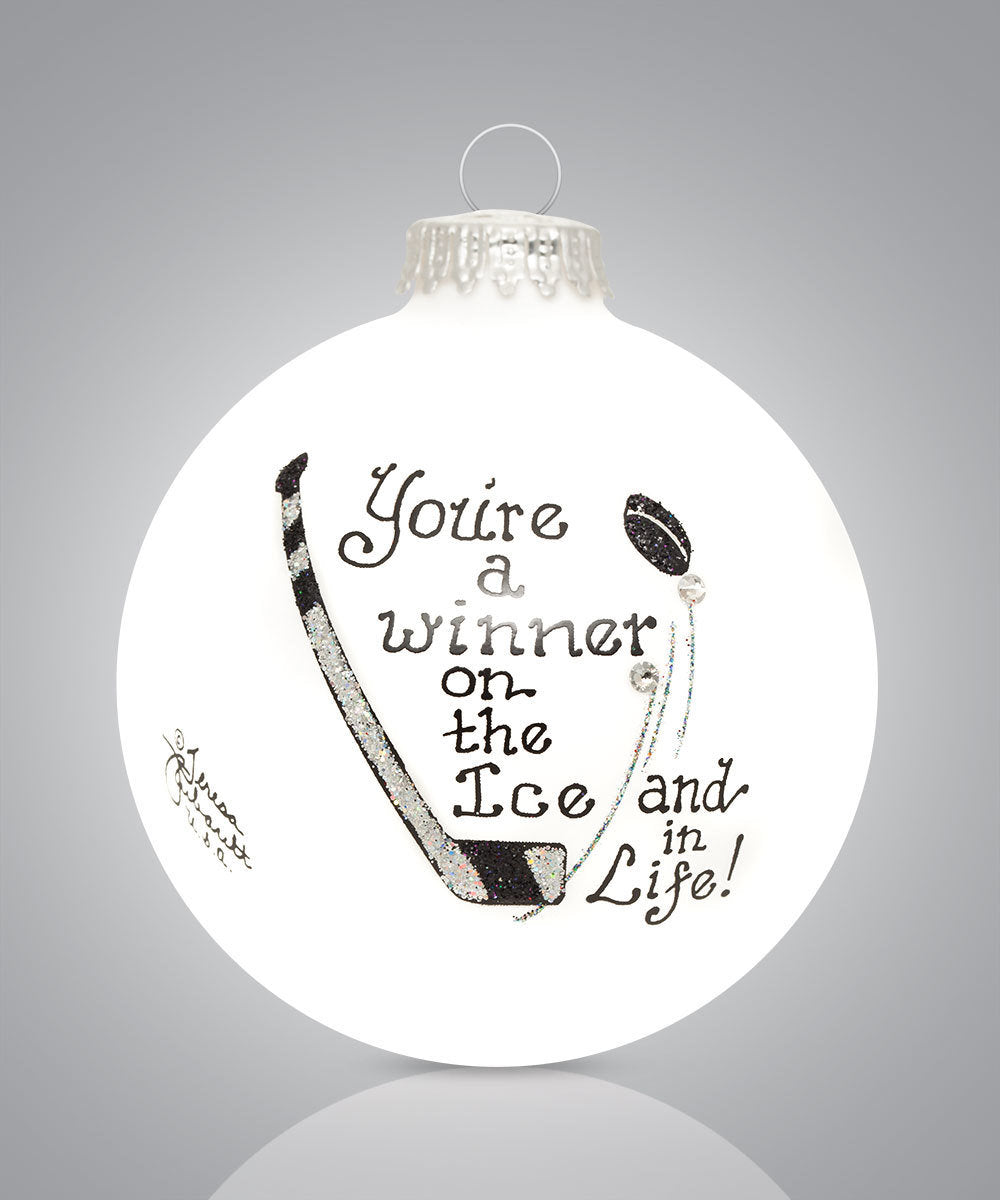 Winner on the Ice Ornament - Hand-Painted Hockey Keepsake for Players and Fans