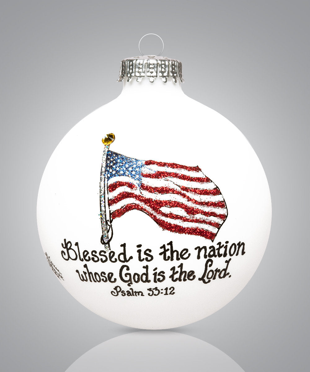 Psalm 33:12 Ornament - Patriotic Hand-Painted Keepsake