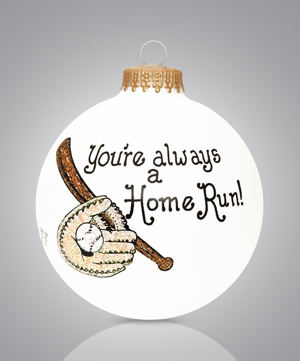 Home Run Ornament - Hand-Painted Glass Keepsake for Baseball Lovers