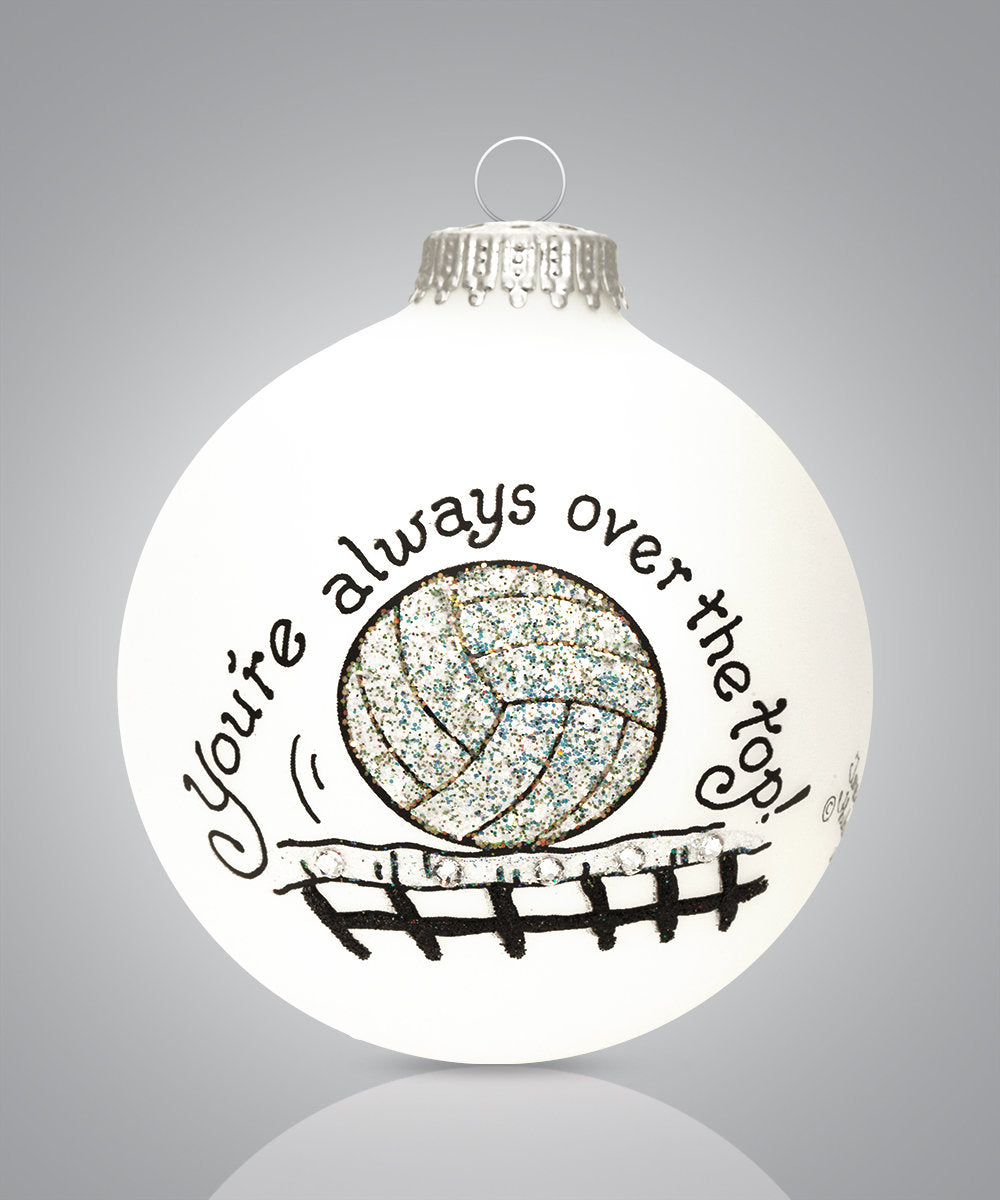 Over the Top Volleyball Ornament - Hand-Painted Glass Keepsake for Volleyball Players and Fans