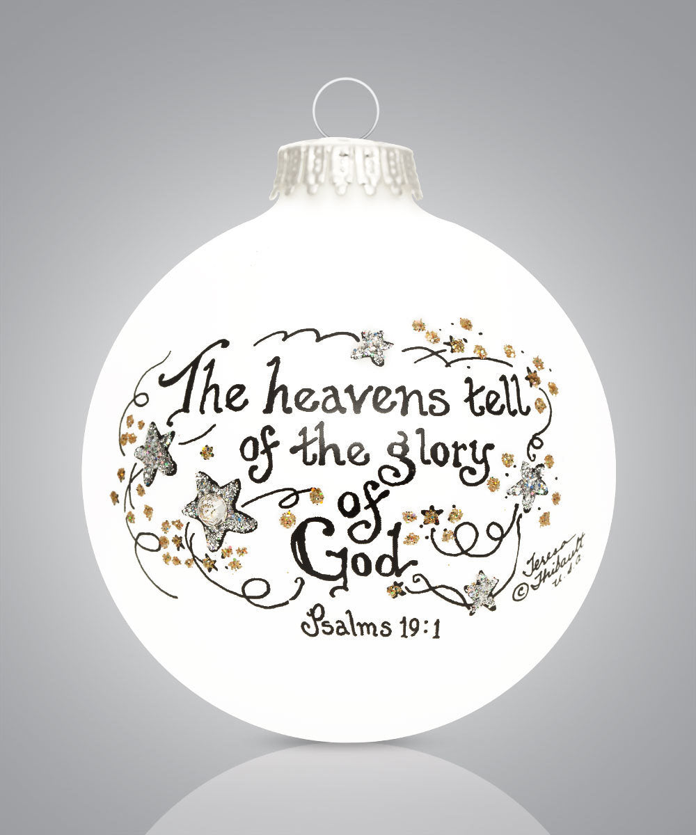 Psalms 19:1 Ornament – Hand-Painted Glass Keepsake with Scripture