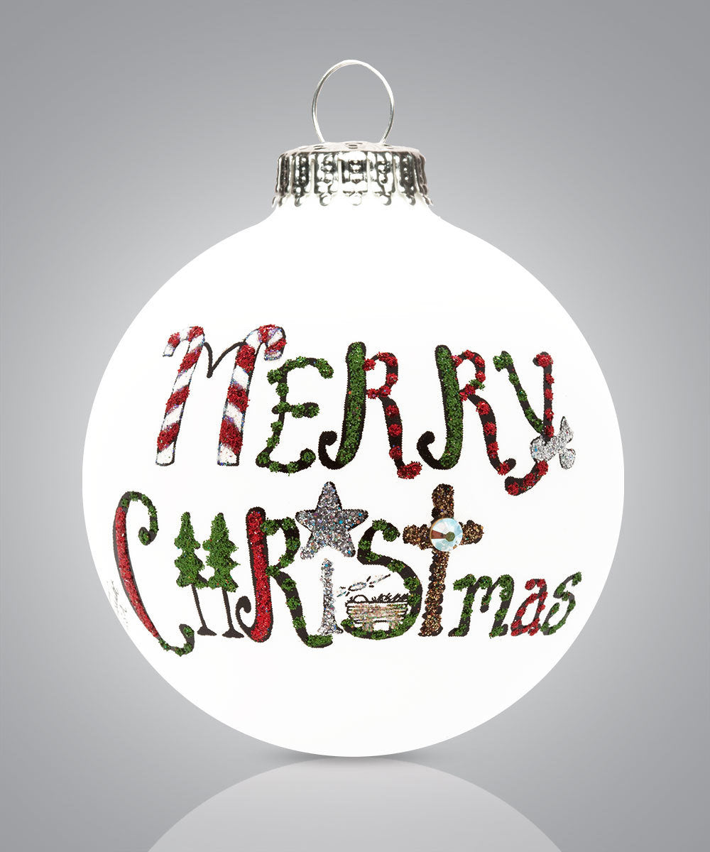 Merry Christmas Story Ornament - Hand-Painted Glass Keepsake