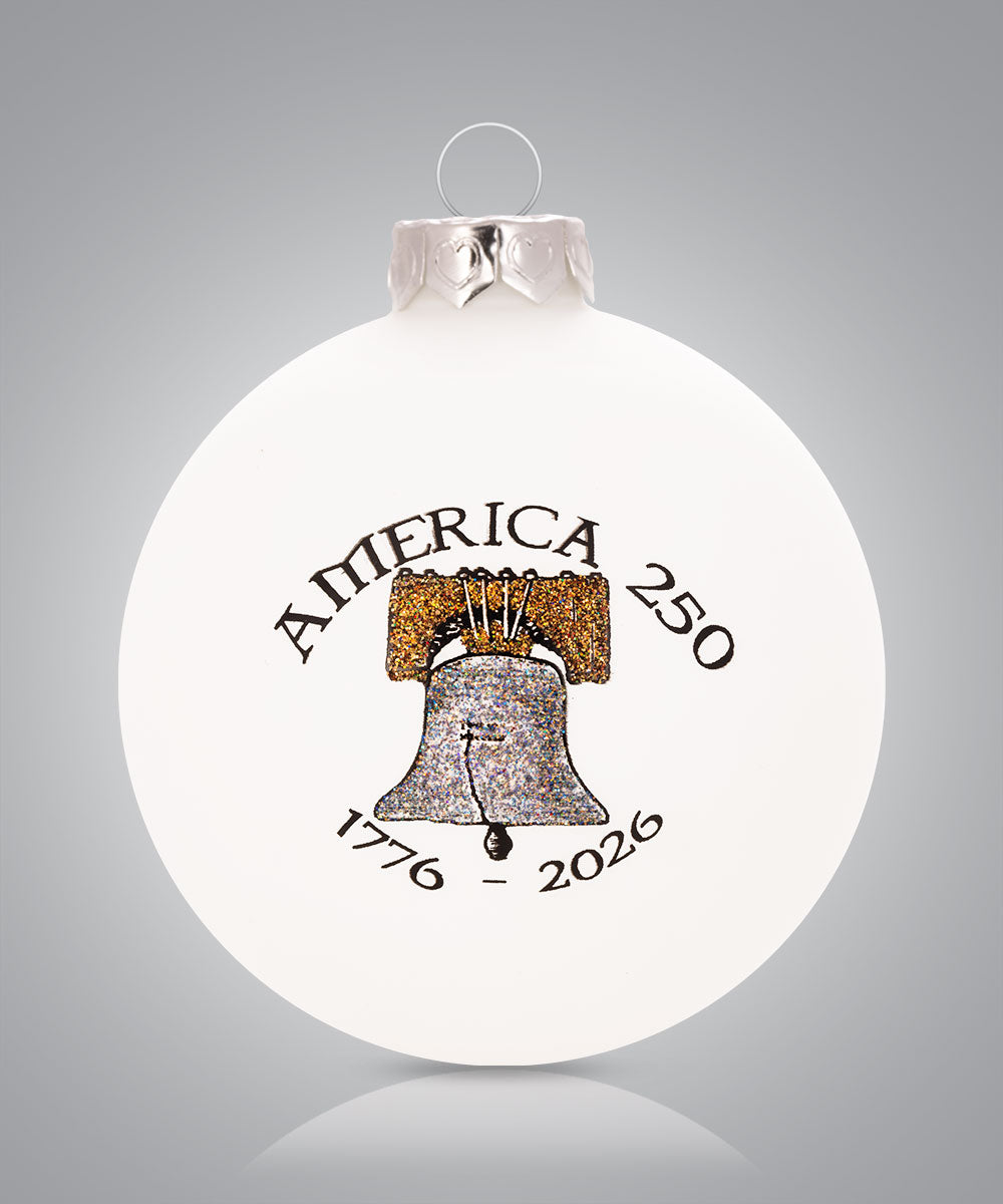 Liberty Bell ornament – America 250 Semiquincentennial patriotic hand-painted glass keepsake