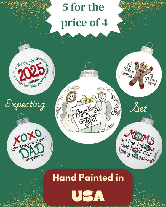 Pregnancy Joyful Expectation Ornament Set β Hand-Painted Glass Keepsakes (Build-Your-Own-Bundle of 5 for Expecting Parents & Baby-to-Be)