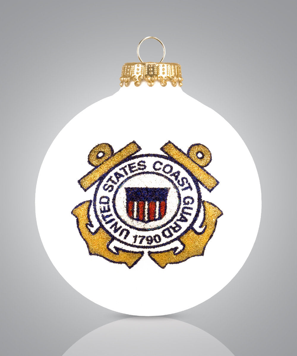 United States Coast Guard — Hand-Painted Glass Christmas Ornament