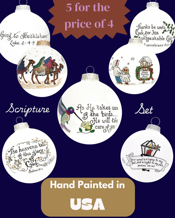 Scripture Blessings Ornament Set β Hand-Painted Glass Keepsakes (Build-Your-Own-Bundle of 5)