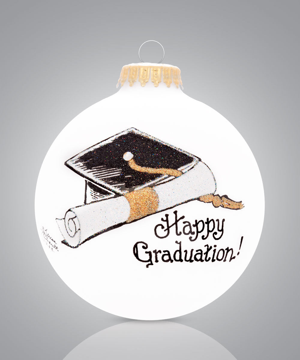 Happy Graduation Ornament – Hand-Painted Glass Keepsake to Celebrate Achievement
