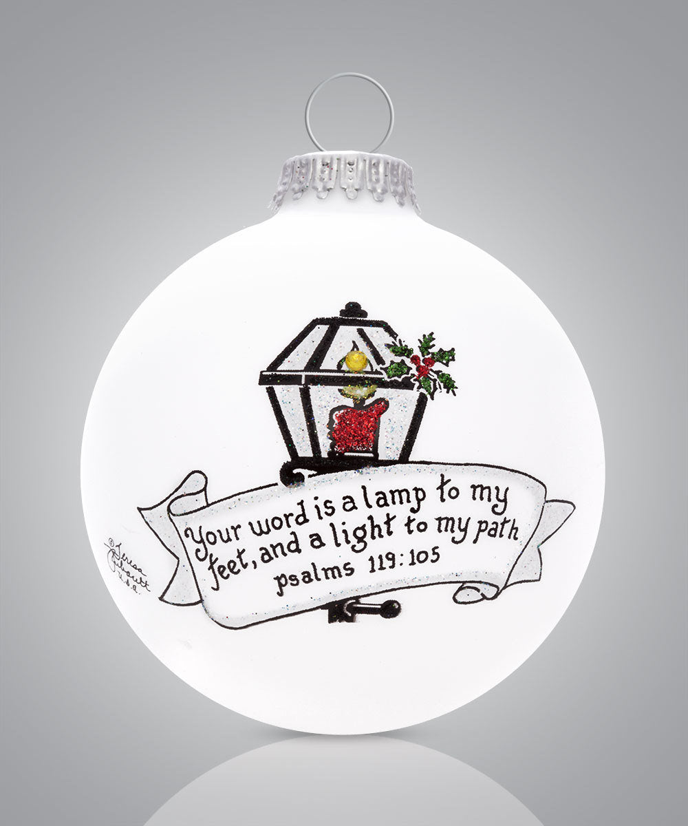 Psalms 119:105 Ornament – Hand-Painted Glass Keepsake with Scripture