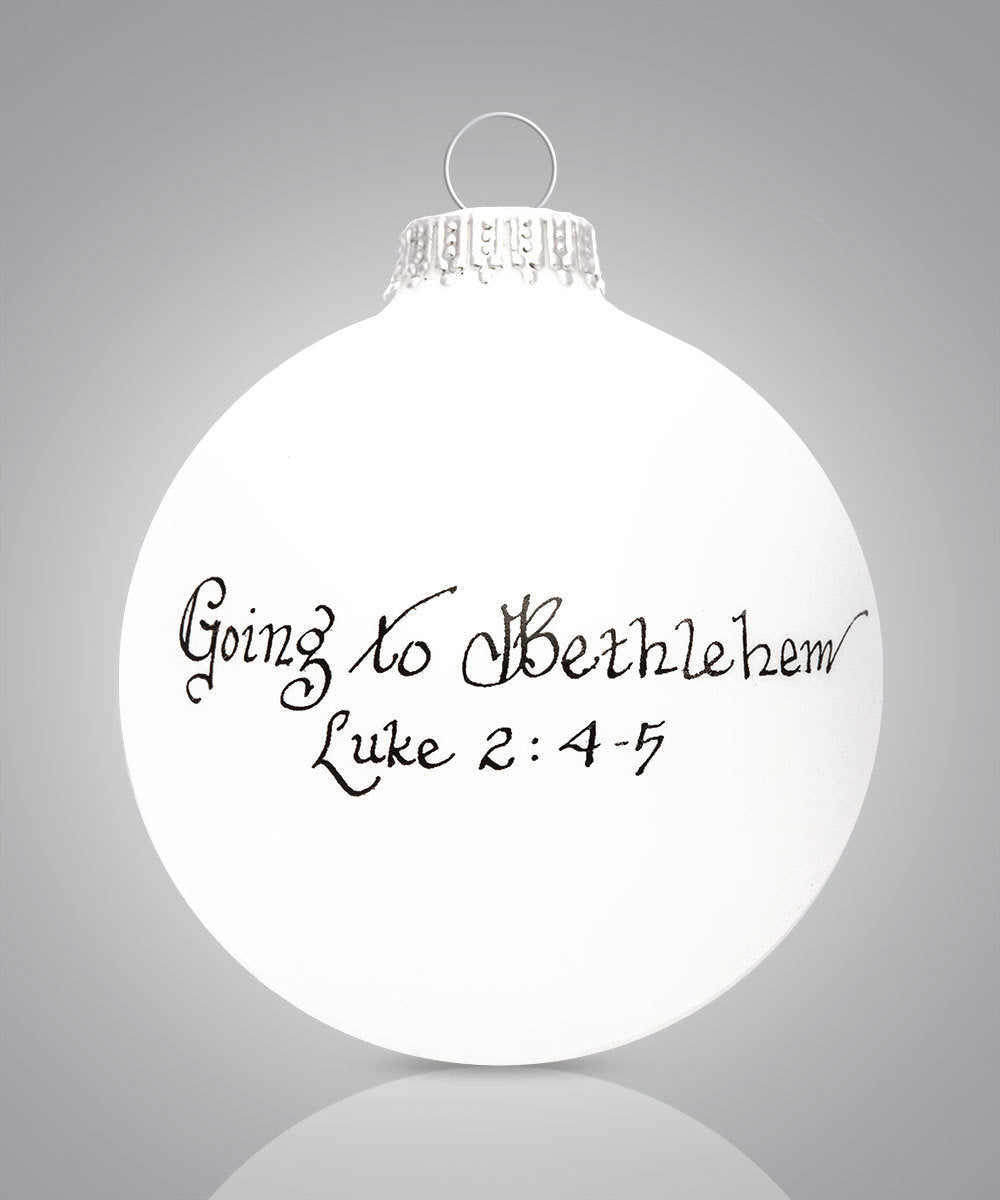 Bethlehem Nativity Ornament – Hand-Painted Glass Keepsake with Luke 2:4–5