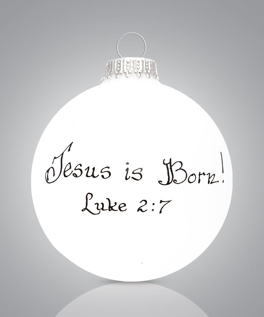 Nativity Ornament – Hand-Painted Glass Keepsake with Luke 2:7 Scripture