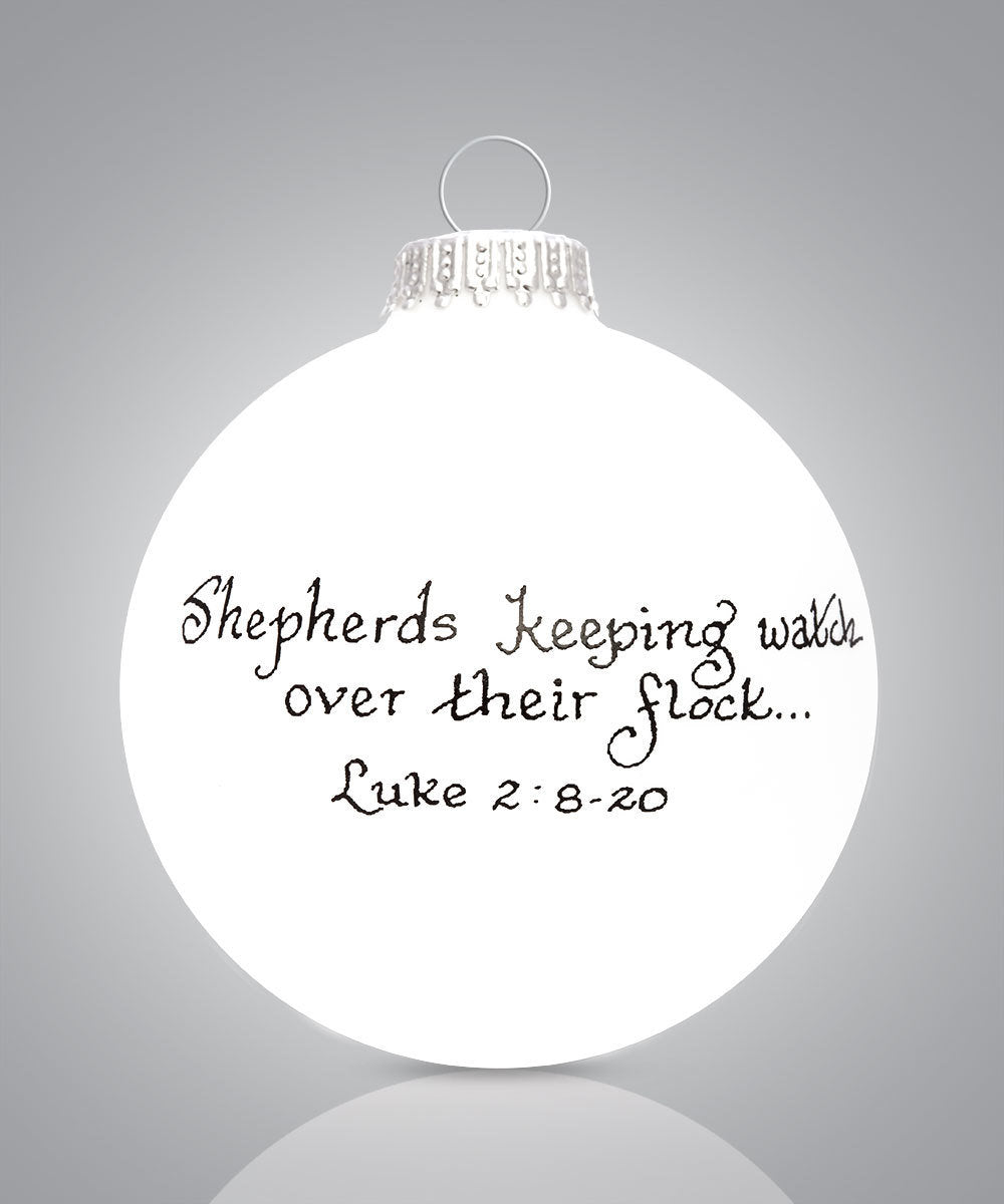 Shepherds Ornament - Hand-Painted Glass Keepsake Featuring Luke 2:8