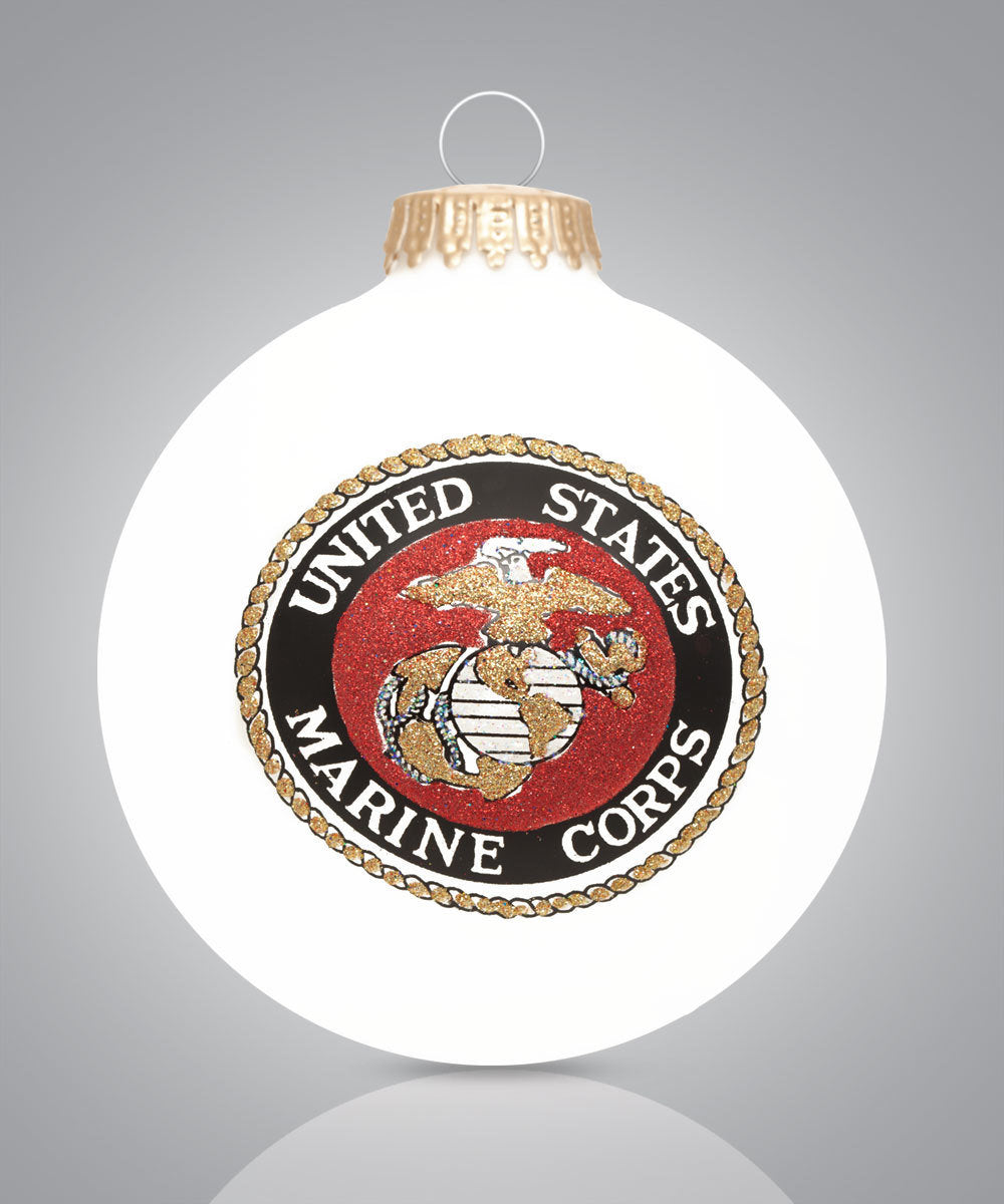 United States Marine Corps — Hand-Painted Glass Christmas Ornament