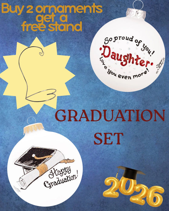 Graduation Keepsake Ornament Set – Hand-Painted in USA (Build-Your-Own-Bundle of 2)