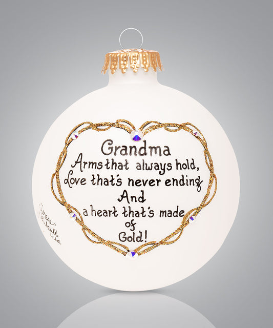 Grandma’s Heart of Gold Ornament - Beautiful Hand-Painted Glass Keepsake