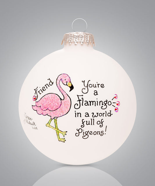 Cute Pink Flamingo Ornament for Friends - Hand-Painted Glass Keepsake