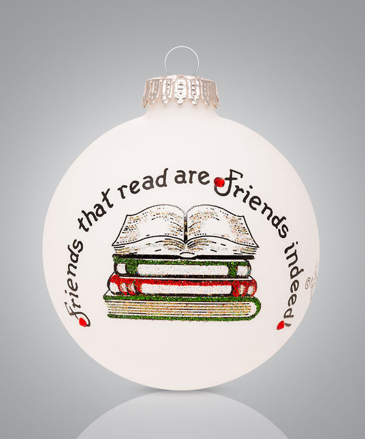 Friends That Read Ornament - Hand-Painted Glass Keepsake for Book Lovers