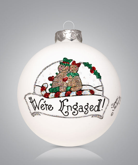 We’re Engaged! Ornament – Hand-Painted Glass Keepsake for Engagement & Christmas