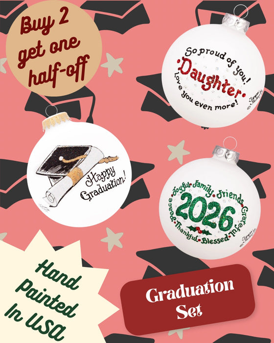 Graduation Ornament Set – Hand-Painted Glass Keepsakes (Build-Your-Own-Bundle of 3)