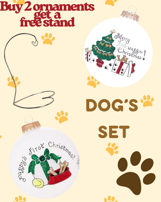 Dog Keepsake Ornament Set – Hand-Painted in USA (Build-Your-Own-Bundle of 2)