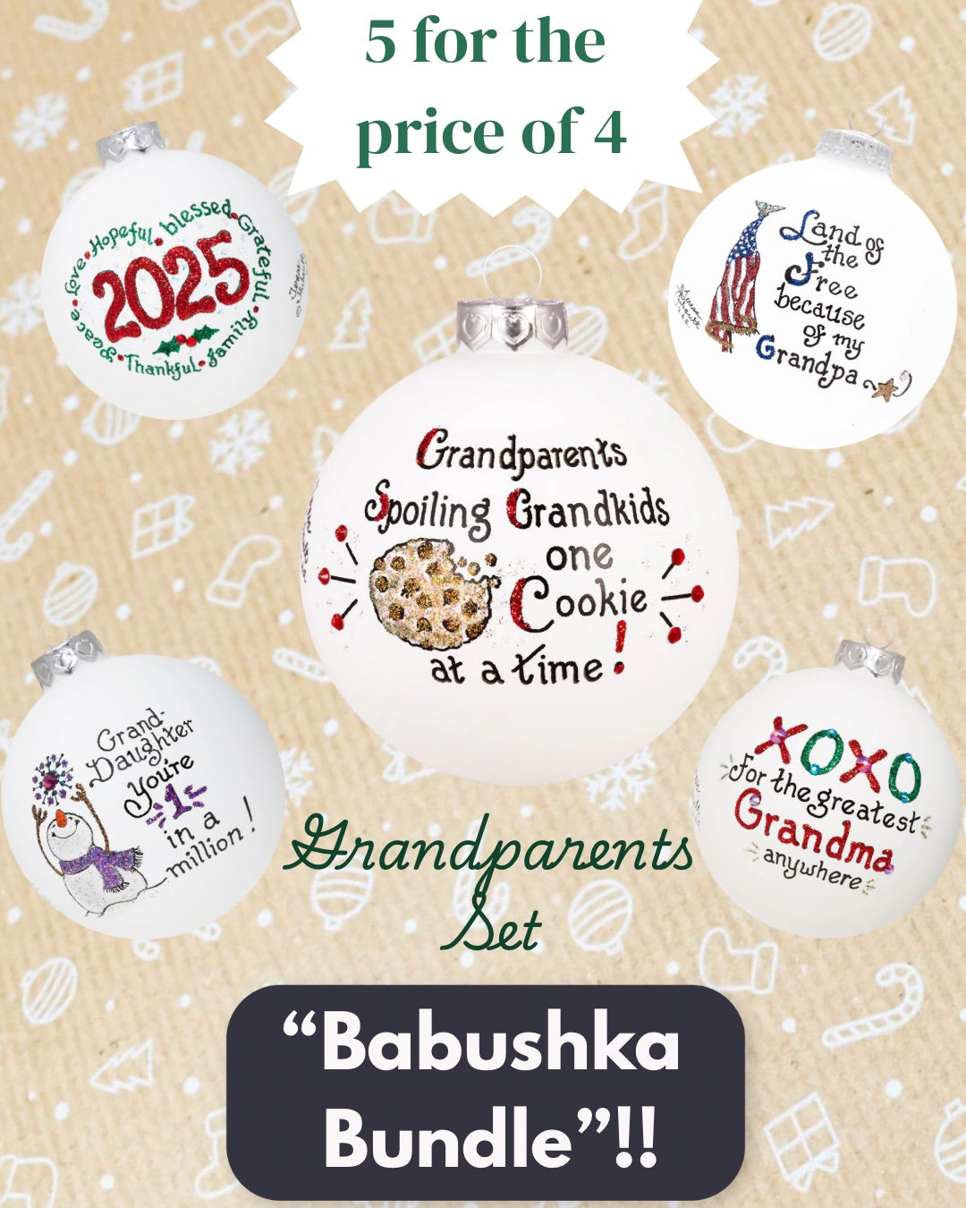 Babushka Big Bundle – Hand-Painted Glass Keepsakes for Grandparents and Grandchildren (Build-Your-Own-Bundle of 5)