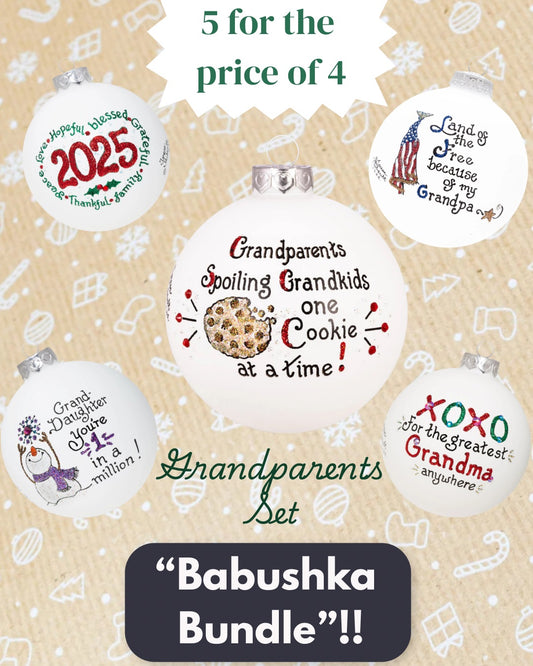 Babushka Big Bundle – Hand-Painted Glass Keepsakes for Grandparents and Grandchildren (Build-Your-Own-Bundle of 5)