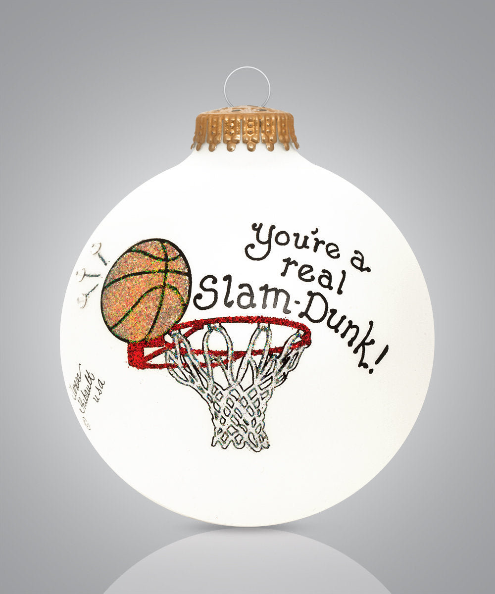 Slam-Dunk Ornament - Hand-Painted Glass Keepsake for Basketball Lovers of All Ages