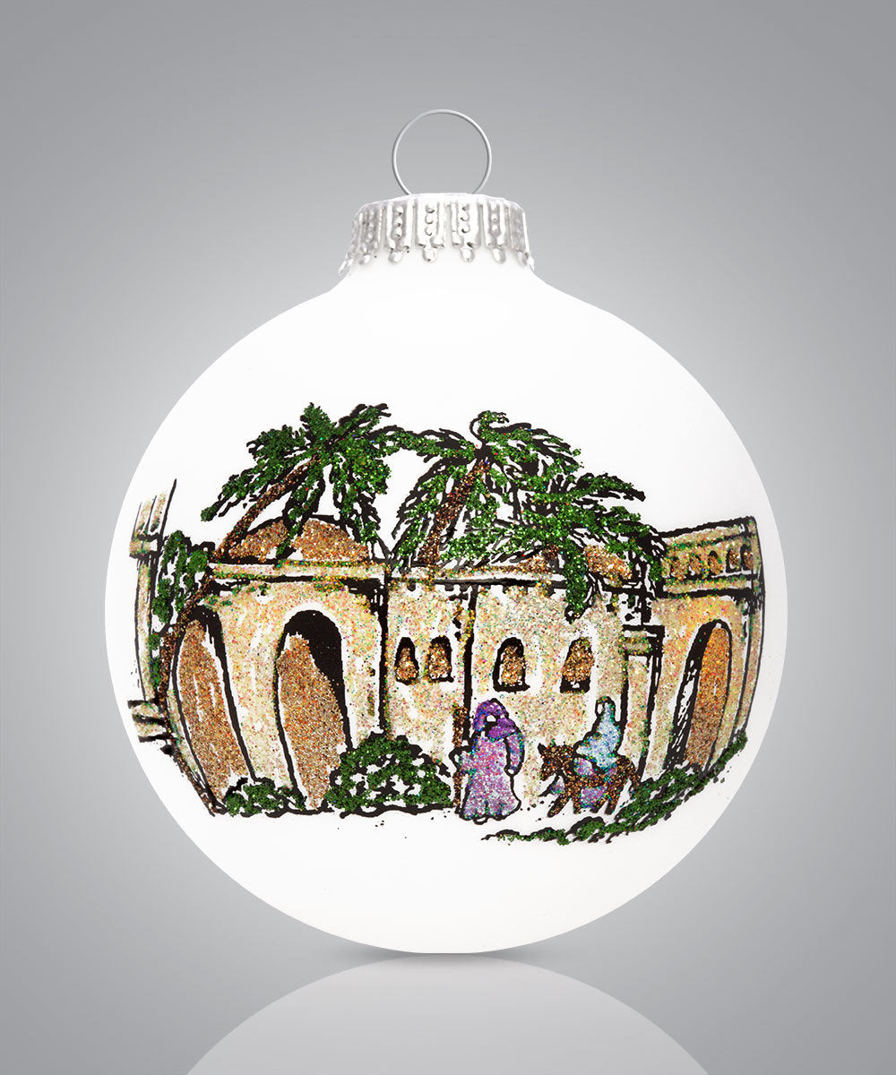 Bethlehem Nativity Ornament – Hand-Painted Glass Keepsake with Luke 2:4–5