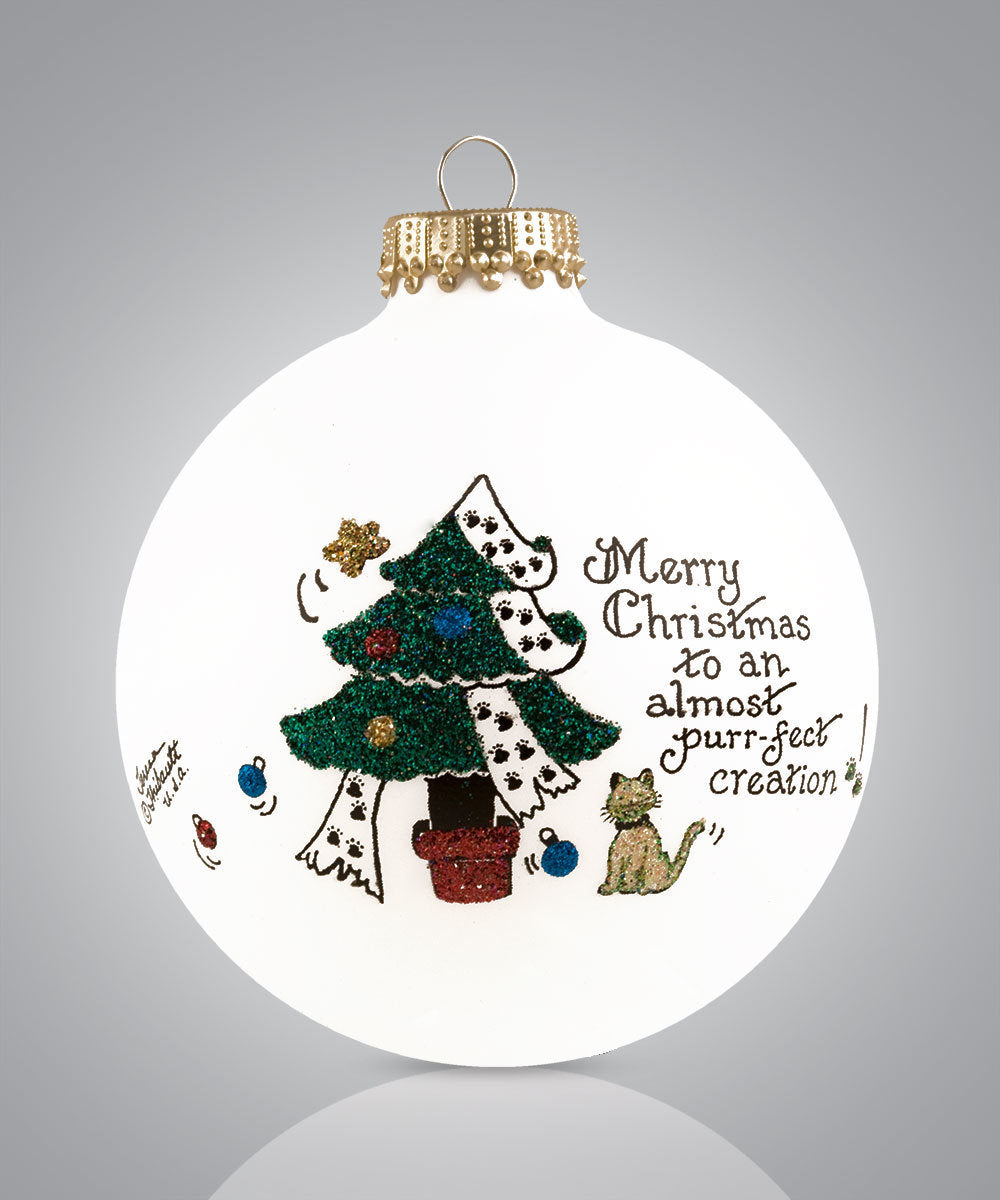 Merry Purr-fect Christmas Ornament - Hand-Painted Glass Keepsake for Cat Lovers