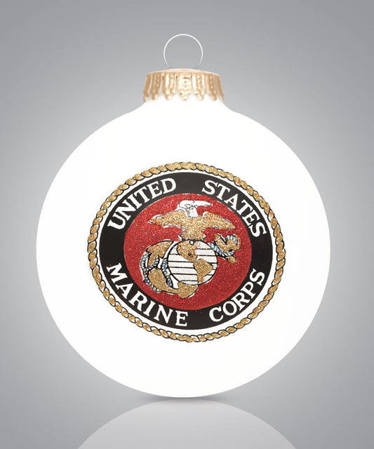 United States Marine Corps — Hand-Painted Glass Christmas Ornament
