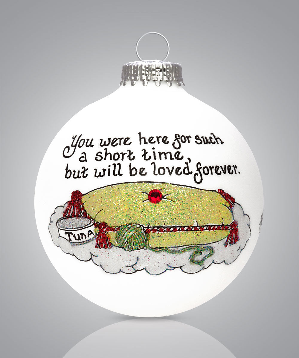 Cat Memorial Christmas Ornament – Hand-Painted Glass Keepsake