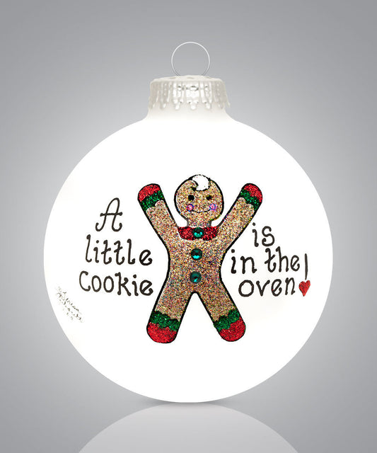 A Little Cookie in the Oven Ornament - Hand-Painted Glass Keepsake for Parents-to-Be