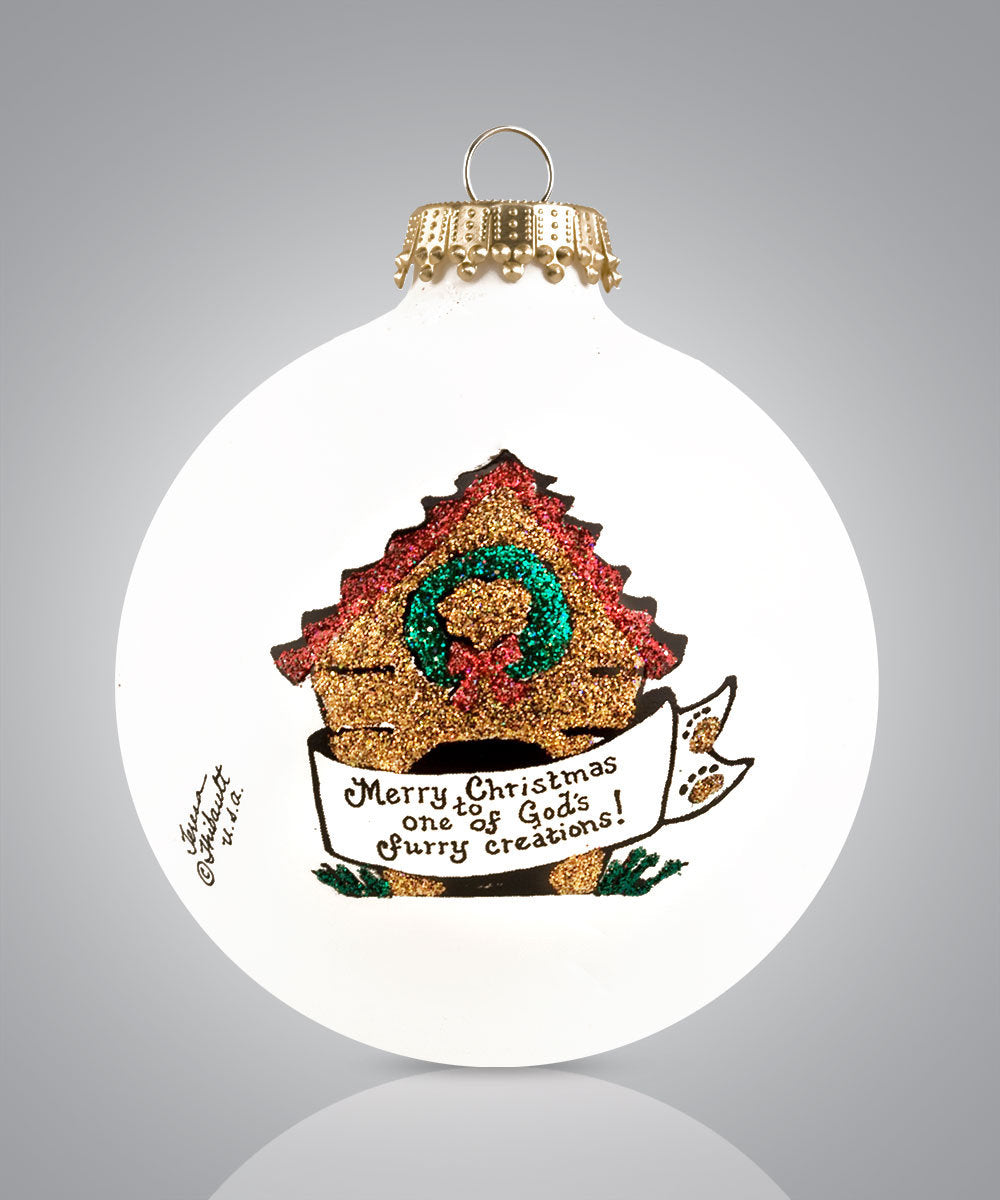 God’s Furry Creations Dog Christmas Ornament – Hand-Painted Glass Keepsake