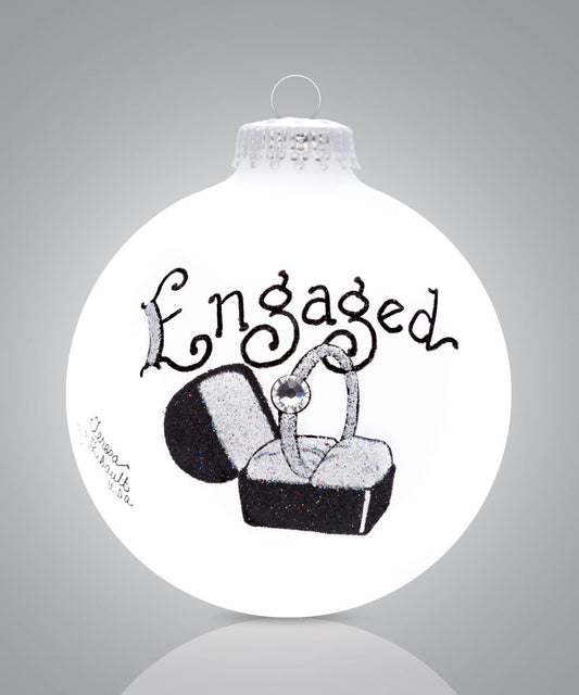 Engaged Ornament - Hand-Painted Glass Keepsake for Couples