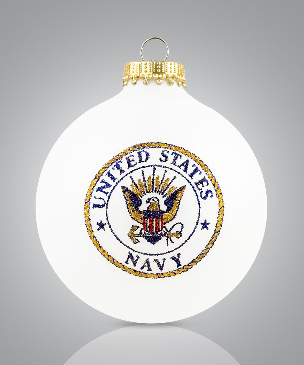 United States Navy — Hand-Painted Glass Christmas Ornament