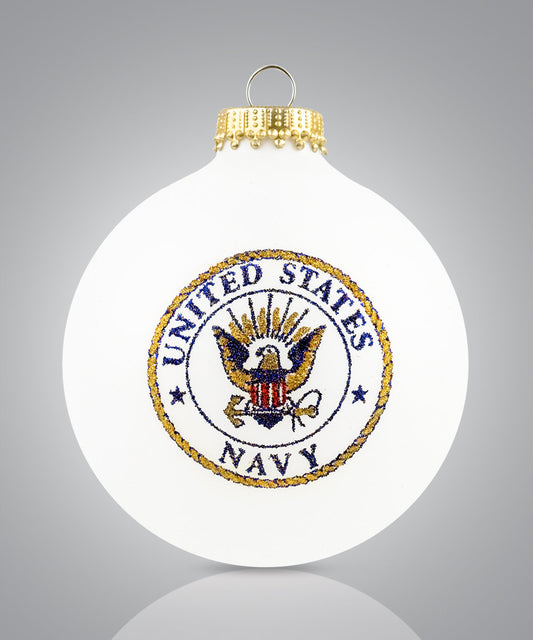 United States Navy — Hand-Painted Glass Christmas Ornament