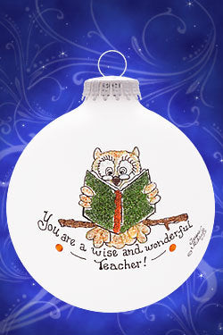 Wise and Wonderful Teacher Ornament – Hand-Painted Glass Keepsake for Unforgettable Teachers